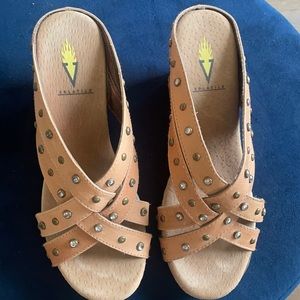 Volatile wedge shoes. Tan in color. Size 8